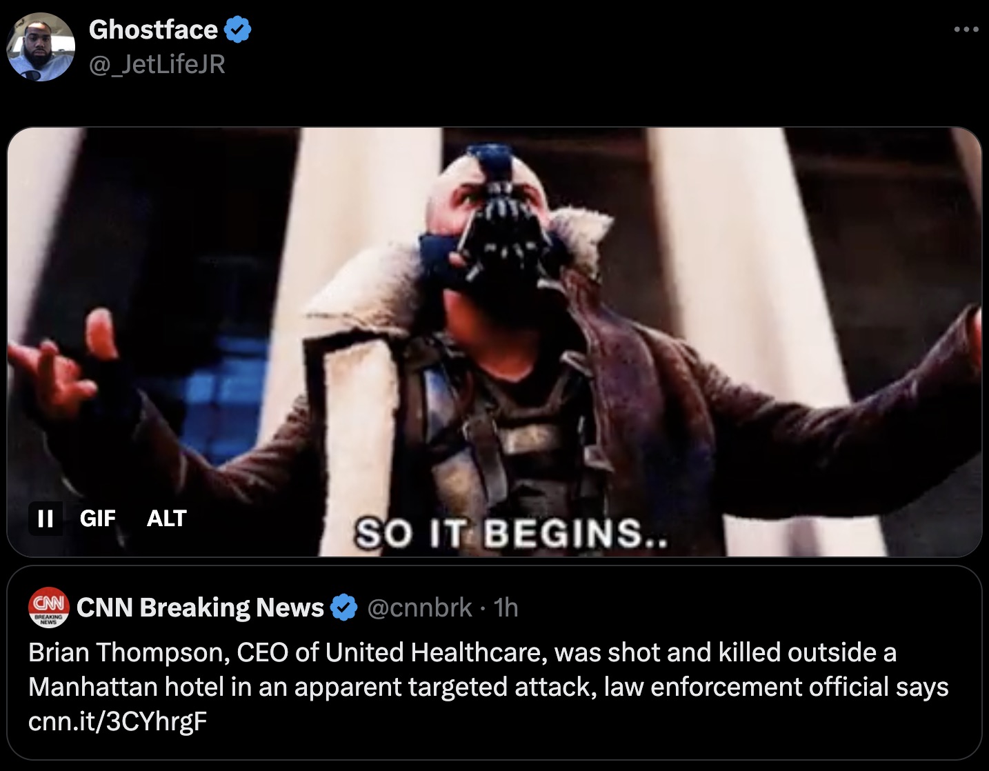 screenshot - Ghostface Ii Gif Alt Cnn Cnn Breaking News Breaking News So It Begins.. . 1h Brian Thompson, Ceo of United Healthcare, was shot and killed outside a Manhattan hotel in an apparent targeted attack, law enforcement official says cnn.it3CYhrgF .